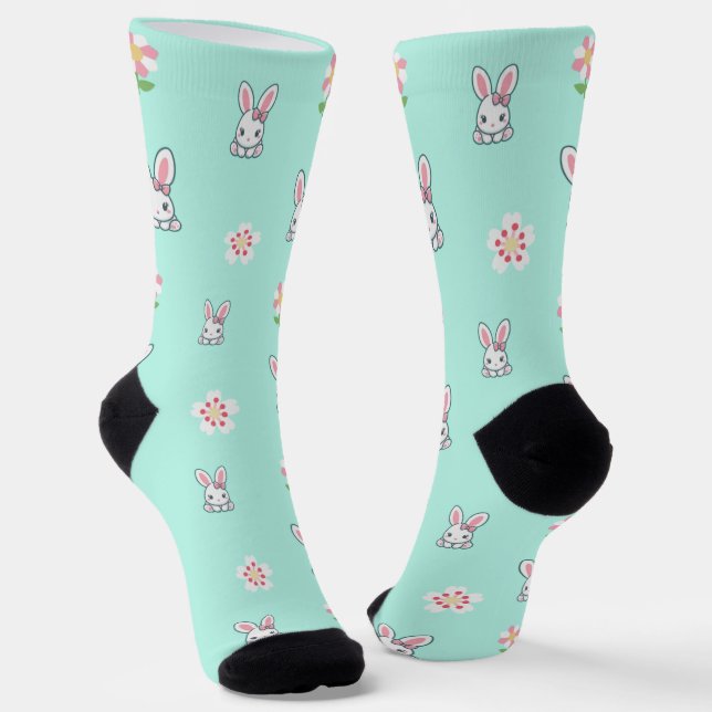 Bunny Bloom Delight Socks (Angled)