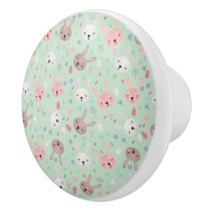 Bunny Bloom Garden Ceramic Knob