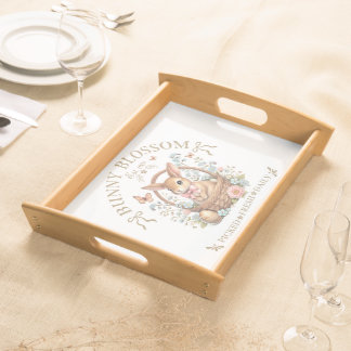 Bunny Blossom Easter Rabbit in Floral Basket Serving Tray