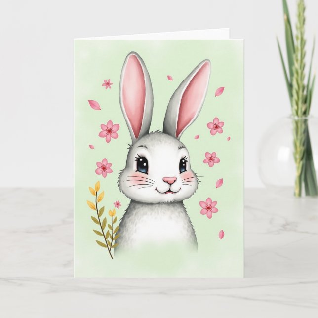 Bunny Blossom Springtime Card (Front)