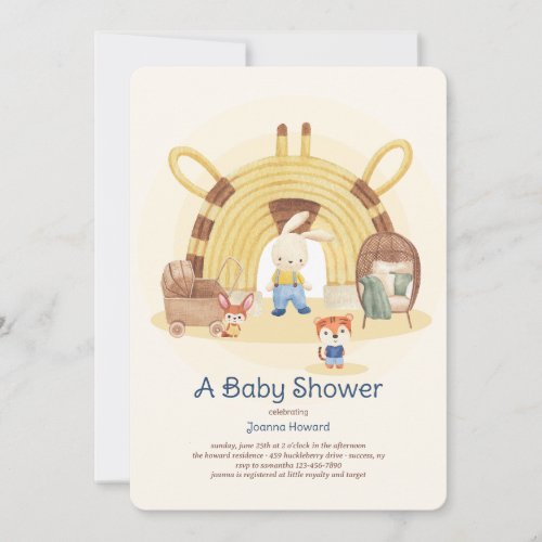 Bunny Blue Baby Shower Invitation