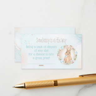 Bunny Blue Boy Baby Shower Diaper Raffle Card