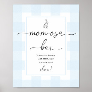 Bunny Blue Gingham Baby Shower Mom-osa Bar Sign
