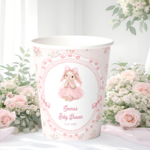 Bunny Blush Pink Girl Baby Shower Paper Cups
