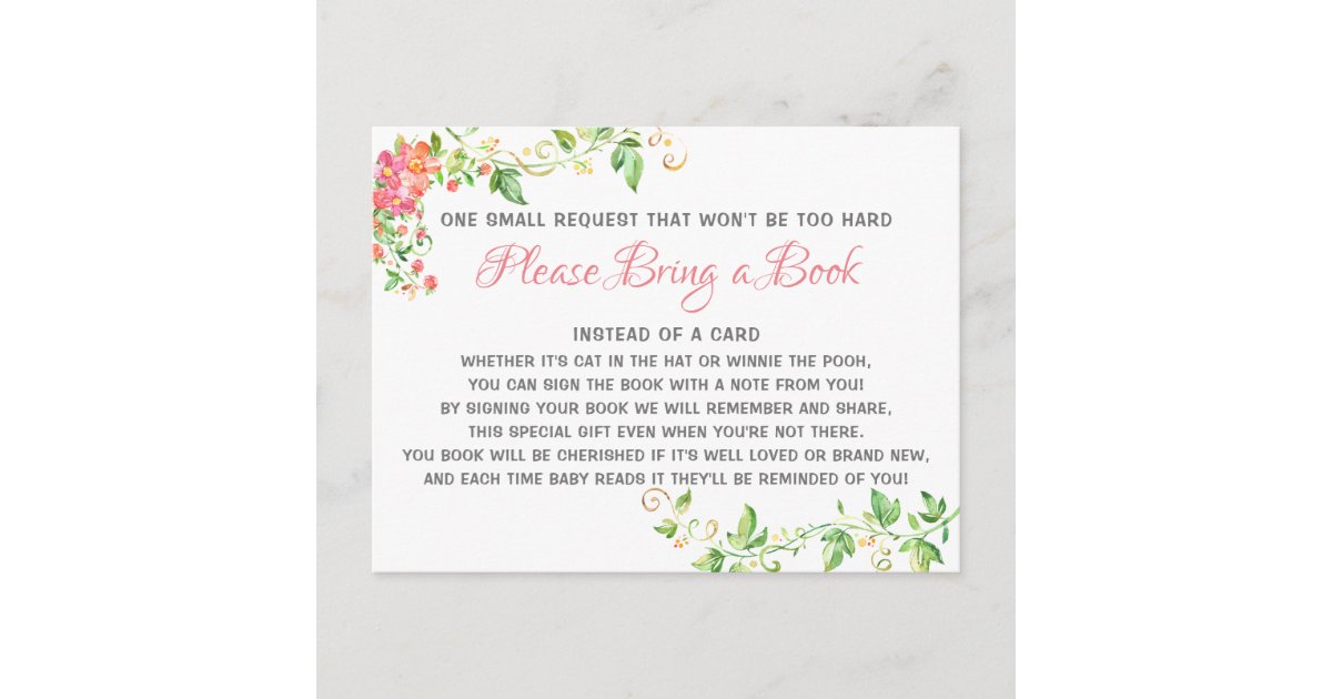 Bunny Boho Fl Bring A Book Library Baby Shower Invitation Postcard Zazzle Com