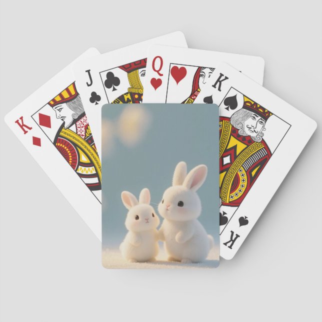 Bunny Bonding in the Snow Poker Cards (Back)