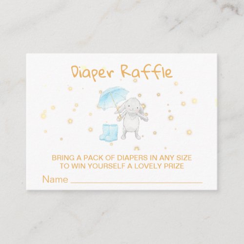 *~* Bunny Boots Umbrella Blue Diaper Raffle Enclosure Card