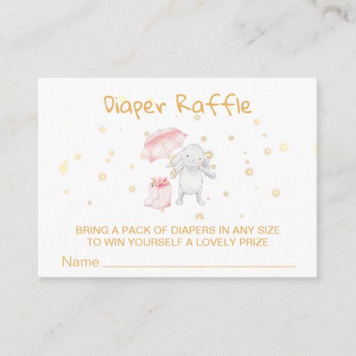 Bunny Boots Umbrella PINK Diaper Raffle Enclosure Card