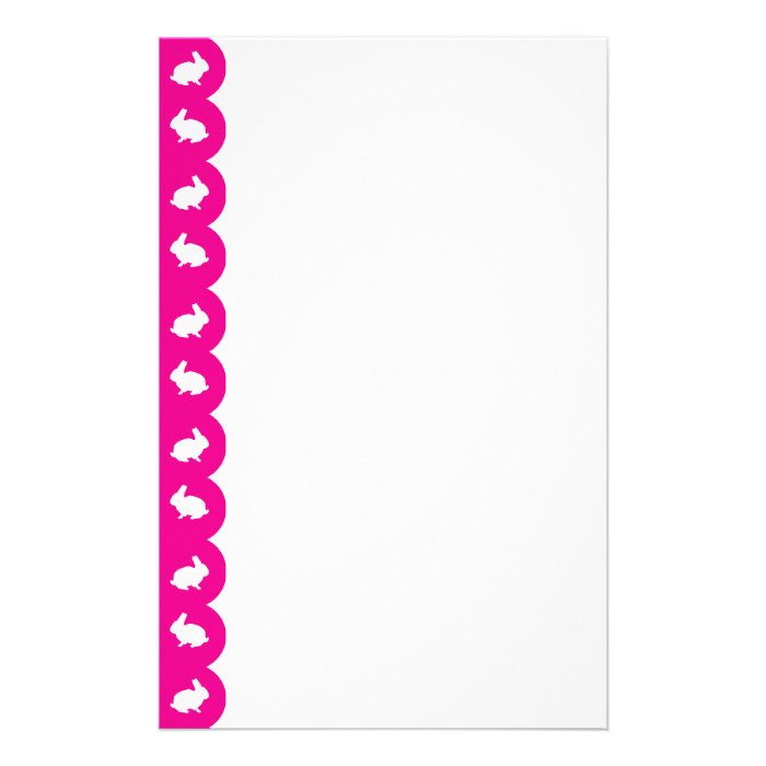Bunny Border Pink on White Stationery Paper