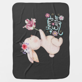 Bunny Bouquet of Flowers Baby Blanket
