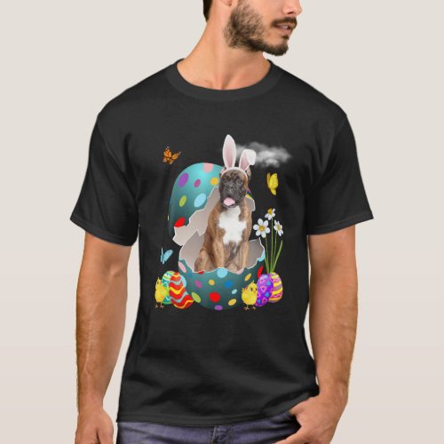 Bunny Boxer Dog Happy Easter Eggs T_Shirt