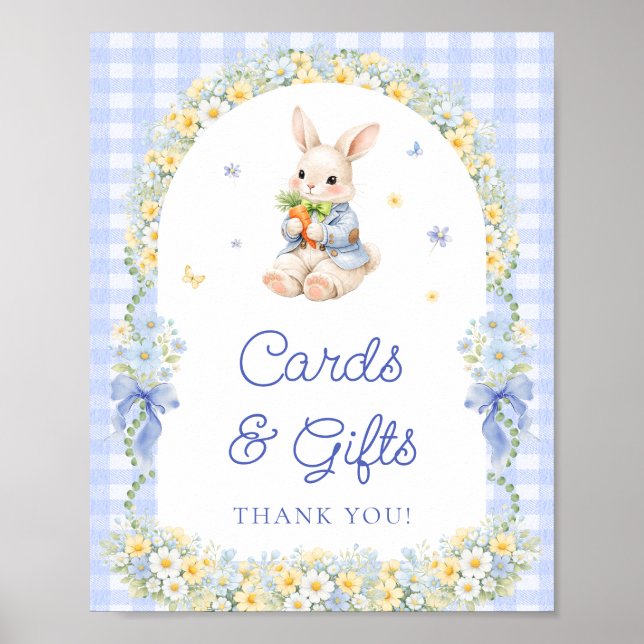 Bunny Boy Baby Shower Cards and Gifts Poster (Front)