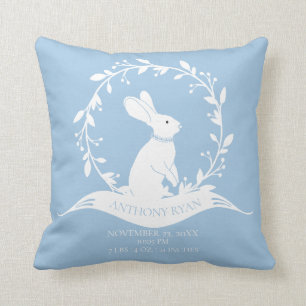 Bunny Boys Baby Birth Stats Pillow