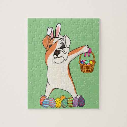 Bunny Bulldog Dabbing Dog Happy Easter Day Lover E Jigsaw Puzzle