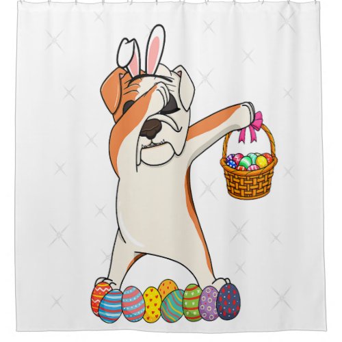 Bunny Bulldog Dabbing Dog Happy Easter Day Lover E Shower Curtain
