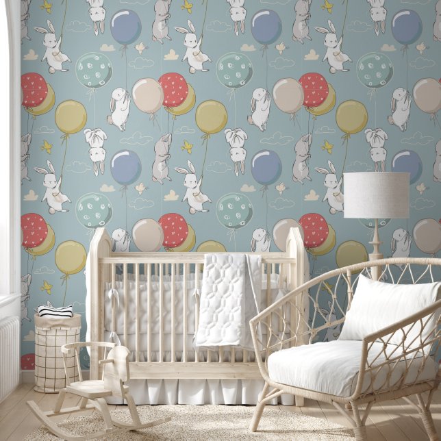 Bunny Bunnies Balloon Balloons Wall Covering  (Kids)