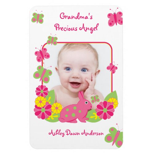 Bunny Butterfly Baby Photo Template Magnet