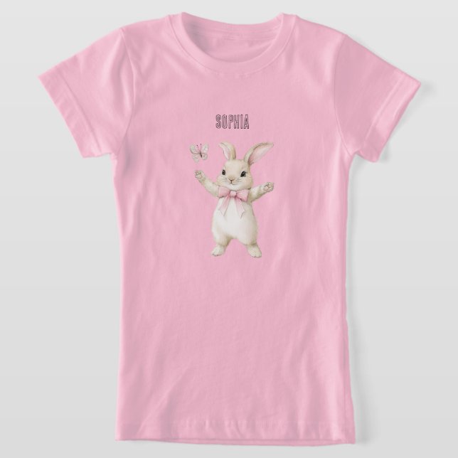 Bunny Butterfly Blush Pink   T-Shirt (Laydown)