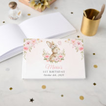 Bunny, Butterfly, Pink Flowers, First Birthday