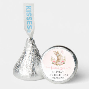 Bunny, Butterfly, Pink Flowers, First Birthday Hershey®'s Kisses®