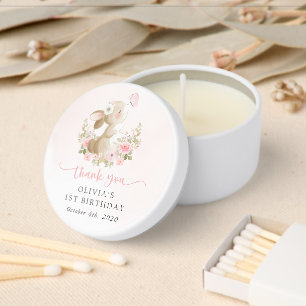 Bunny, Butterfly, Pink Flowers, First Birthday Mini Candle Favors