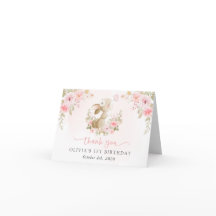 Bunny, Butterfly, Pink Flowers, First Birthday