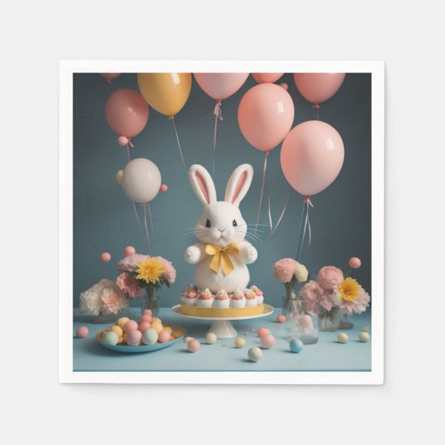 bunny cake balloons napkins (Front)