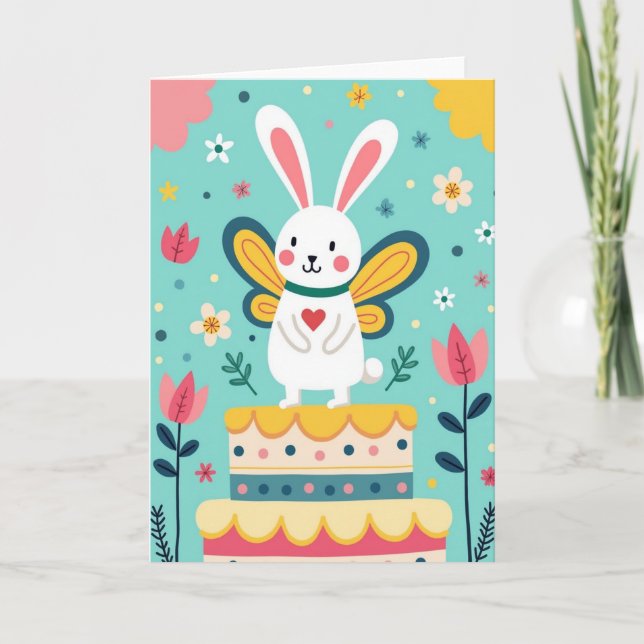 Bunny Cake Celebration Card (Front)