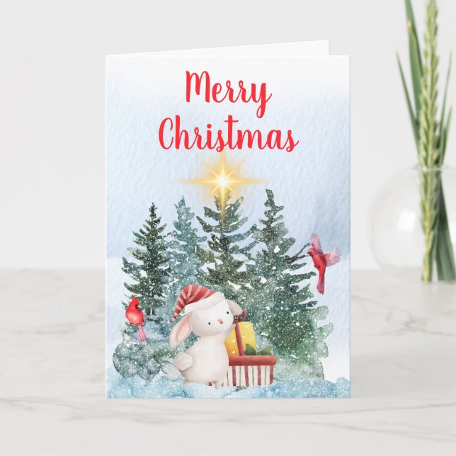 Bunny & Cardinals  Holiday Card (Front)