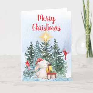 Bunny & Cardinals  Holiday Card