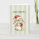 Bunny Carrot Christmas Hat Green White Stripes Card | Zazzle