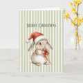 Bunny Carrot Christmas Hat Green White Stripes Card | Zazzle