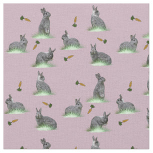 Bunny Carrot Craze Fabric (Dusty Pink)