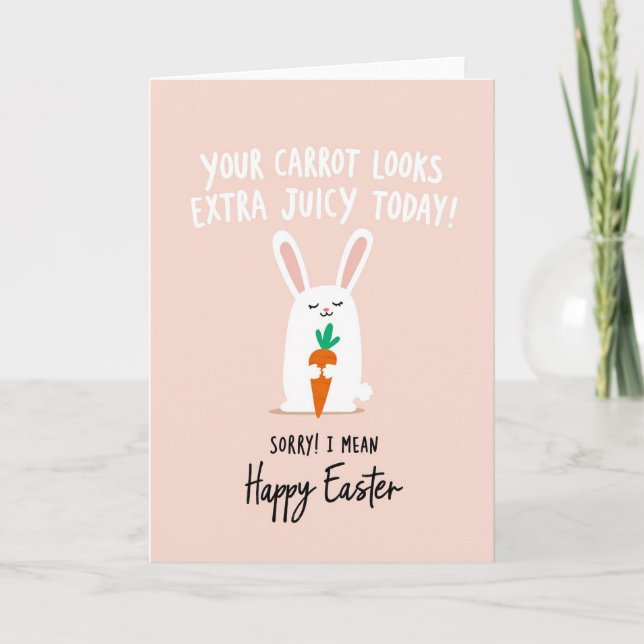 Bunny Carrot Easter Funny Card (Front)