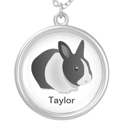 Bunny Cartoon Add Name Silver Plated Necklace