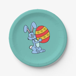 Bunny Cartoon With Easter Egg Paper Plates