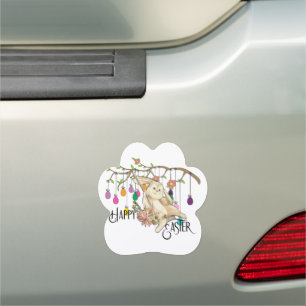 Bunny Celebrates Easter Day Car Magnet
