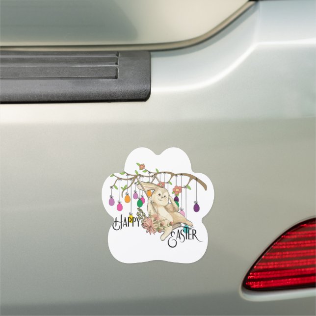 Bunny Celebrates Easter Day Car Magnet (In Situ)