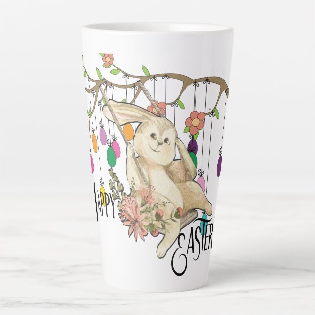 Bunny Celebrates Easter Day Latte Mug (Front)