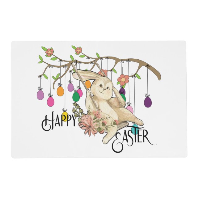 Bunny Celebrates Easter Day Placemat (Front)