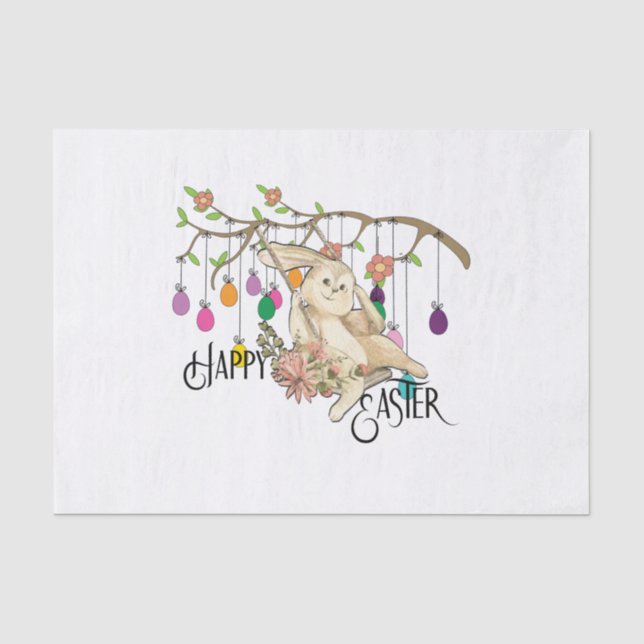 Bunny Celebrates Easter Day Tissue Paper (Front)