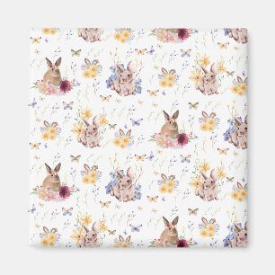 Bunny Celebrates Easter Day With Butterflies  Magnet