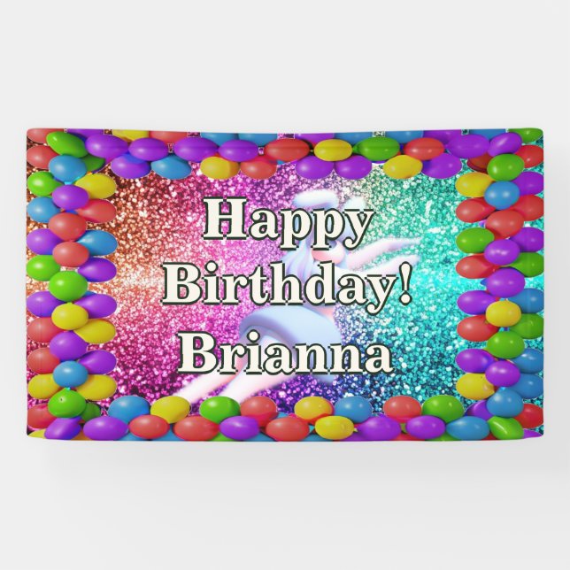 Bunny Cheerleader Personalized character birthday Banner (Horizontal)