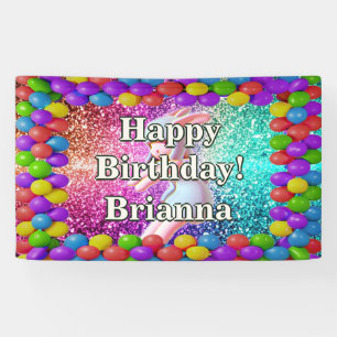 Bunny Cheerleader Personalized character birthday Banner