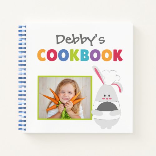 Bunny Chef Personalized Kids Cookbook Add Photo  Notebook