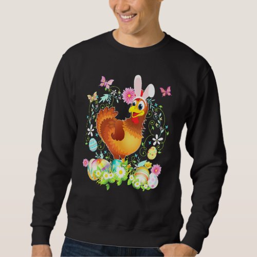 Bunny Chicken Happy Easter Day Lover Egg Hunt Love Sweatshirt