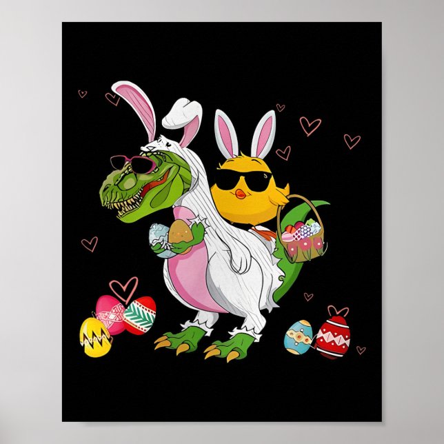 Bunny Chicken Riding Dinosaur T Rex Egg Hunt Dinos Poster (Front)