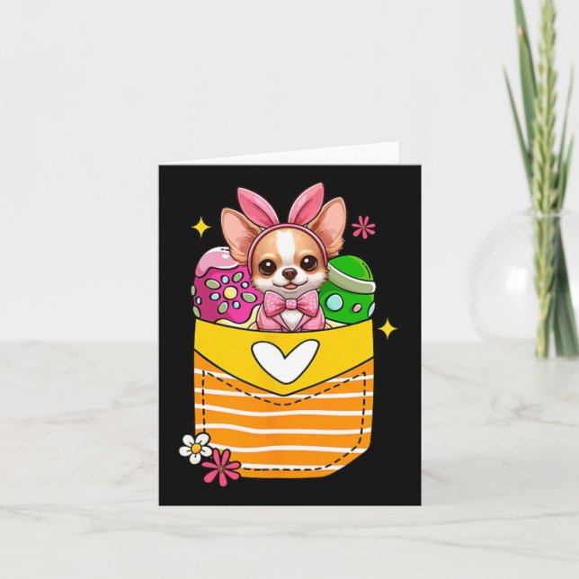 Bunny Chihuahua Easter Chocolate Eggs Inside Pocke Card (Front)