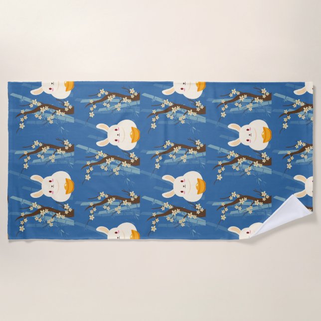 bunny chinesse beach towel (Front)