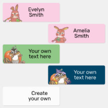 Bunny Chipmunk Kids School Stuff Waterproof Label